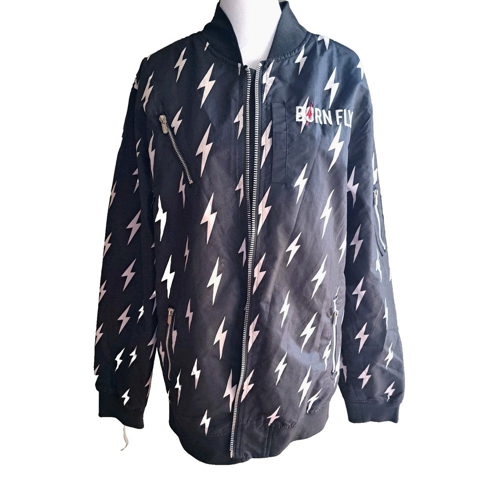 Born Fly Men's Anytown USA Fly To The Fullest Black Streetwear Jacket Large NEW
